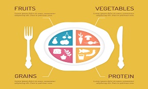 Healthy eating plate vector illustr
